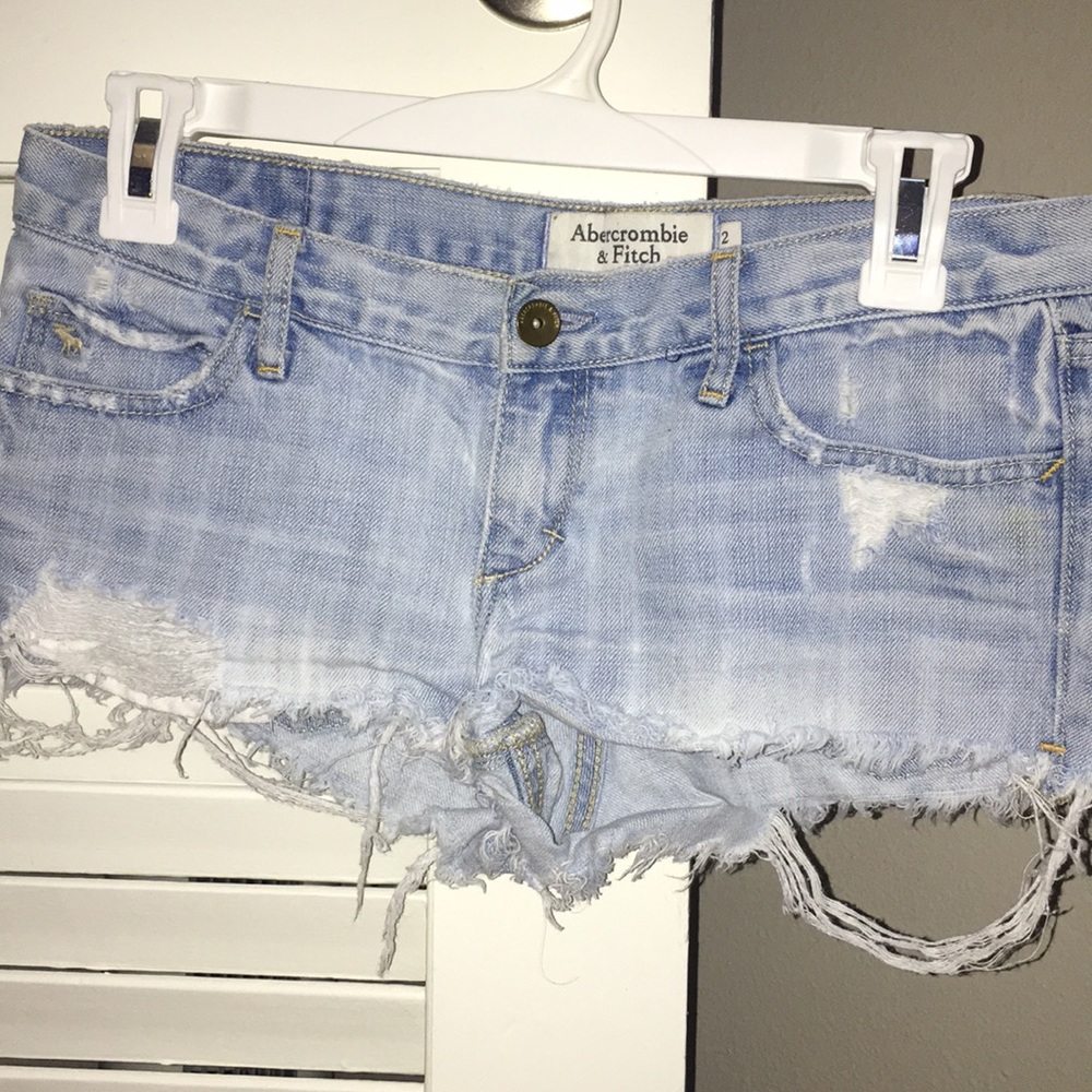 Abercrombie low rise light wash jean shorts
